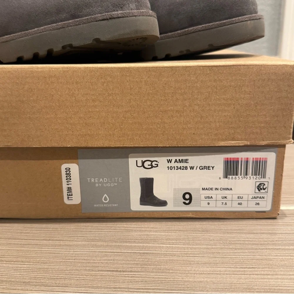 UGG W Amie Grey Boots - Picture 2 of 11